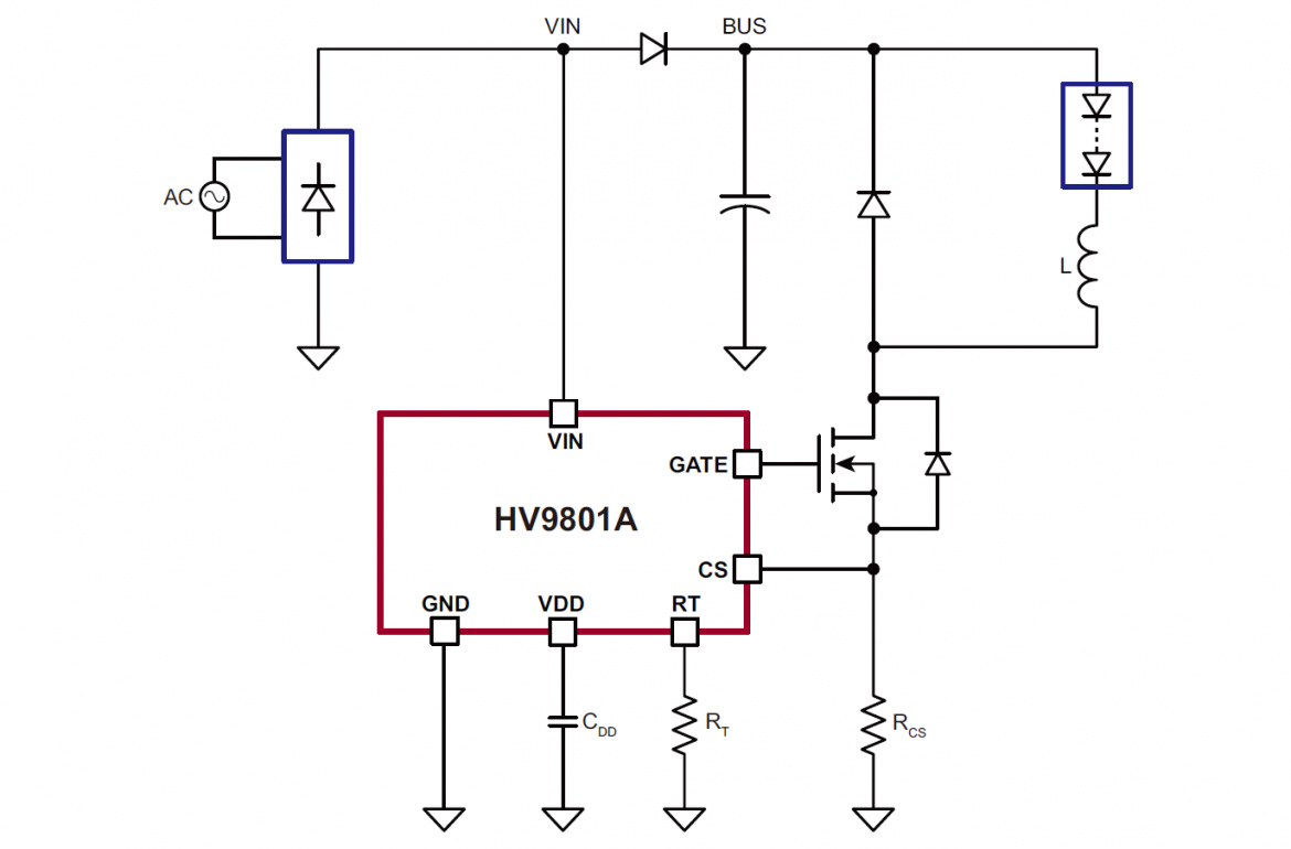 HV9801A 典型的なアプリケーション事例