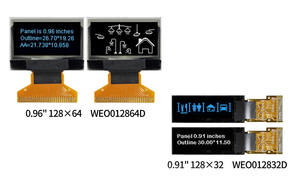 薄型・小型 OLED モジュール WEO012832D/WEO012864D